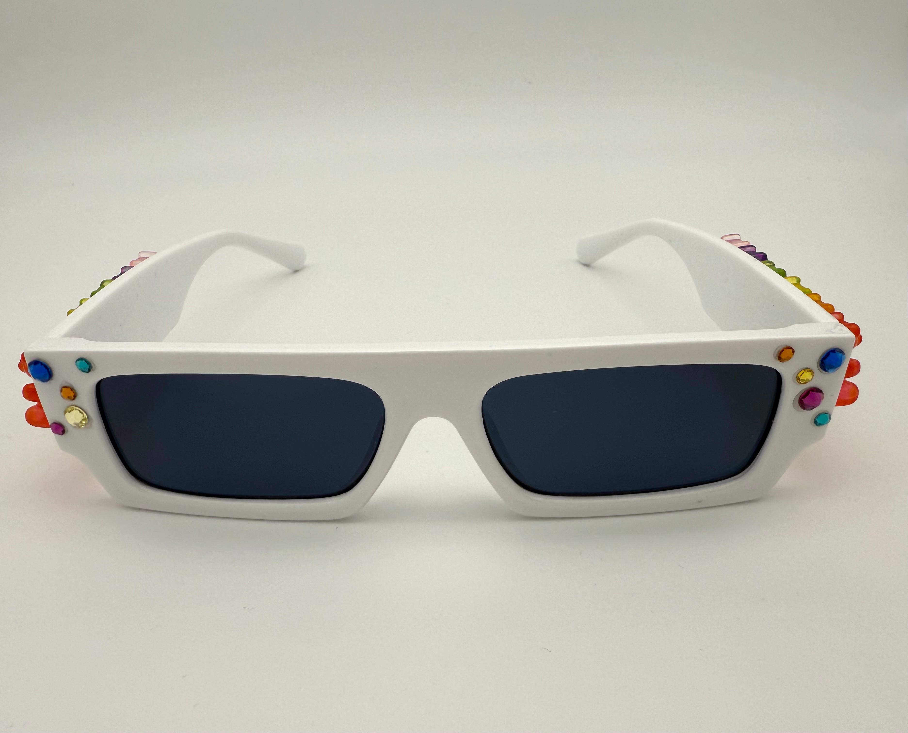 White Sunglasses w/ colorful gummy bears
